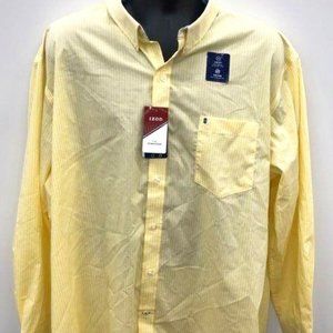 Izod Classic Regular Fit Non Iron Stretch Men Yellow Button Up Shirt Sz 2XL NWT